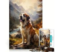 Puzzle de 1000 pièces représentant Un Chien Saint-Bernard, idéal pour Les Adolescents, Stimulant la réflexion et Les Loisirs, avec des Bords précis Un Cadeau attentionné 50x75cm