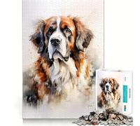 Puzzle de 1000 pièces représentant Un Chien Saint-Bernard, idéal pour Les Adolescents Stimule la mémoire, favorise la détente, découpe Nette et élégante Cadeau (38x52cm)