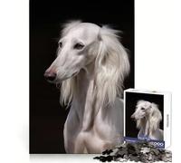 Puzzle de 1000 pièces représentant Un Chien Saluki Blanc, idéal pour Adultes stimulez Votre Esprit, apaisez-Vous et offrez-Vous Un Cadeau Original aux Bords réguliers (50x75cm)