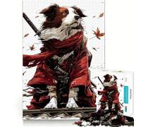 Puzzle de 1000 pièces représentant Un Chien samouraï avec Katana et Kimono, idéal pour Les Adolescents Jeu de réflexion et de détente, Design élégant et Assemblage de qualité supérieure (38x52cm)