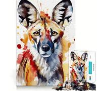 Puzzle de 1000 pièces représentant Un Chien Sauvage Peint à l'aquarelle Jeu de réflexion Découpe de Haute précision Défi Amusant pour Passer Le Temps (38x52cm)