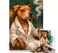 Puzzle de 1000 pièces représentant Un Chien sophistiqué fumant Un Cigare, idéal pour Les Adolescents Jeu de logique et de détente, découpe précise, Cadeau Artistique (38x26cm)