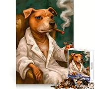 Puzzle de 1000 pièces représentant Un Chien sophistiqué fumant Un Cigare, idéal pour Les Adolescents Jeu de logique et de détente, découpe précise, Cadeau Artistique (38x26cm)