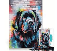 Puzzle de 1000 pièces représentant Un Chien Terre-Neuve et des Adolescents, Motif Graffiti Jeu Intelligent et ludique d'intérieur Bords Lisses Collection d'œuvres d'art (50x75cm)