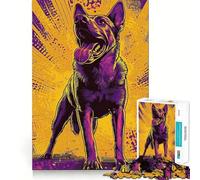 Puzzle de 1000 pièces représentant Un Chien Violet sur Fond Jaune, idéal pour Les Adolescents Jeu intellectuel Stimulant, détente et Bien-être Découpe de qualité Cadeau de Saison (38x52cm)