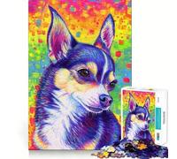 Puzzle de 1000 pièces représentant Un Chihuahua Arc-en-Ciel, idéal pour Les Adolescents Un Jeu de réflexion apaisant et Relaxant, avec des Bords précis et Un Cadeau Exceptionnel (38x52cm)