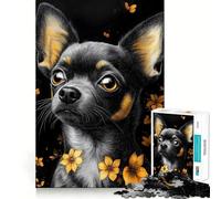 Puzzle de 1000 pièces représentant Un Chihuahua avec des Motifs Floraux Décoration idéale pour Les Enfants Jeu cognitif Cadeau Facile à Jouer Idée Cadeau d'anniversaire (50x75cm)