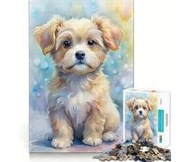 Puzzle de 1000 pièces représentant Un Chiot à l'aquarelle,idéal pour Adultes Jeu de mémoire et de réflexion,découpé au Laser pour Un Assemblage Parfait Cadeau Unique pour soulager Le Stress (38x52cm)