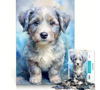 Puzzle de 1000 pièces représentant Un Chiot à l'aquarelle,idéal pour Adultes Jeu de mémoire et de réflexion Découpe Fine,Finitions Haut de Gamme Un Moyen captivant de Passer Le Temps (38x26cm)