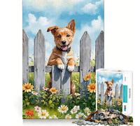 Puzzle de 1000 pièces représentant Un Chiot à l'aquarelle regardant par-Dessus Une clôture (50x75cm) Jeu de réflexion Stimulant,sans pièces détachées Défi cérébral interactif pour la Maison