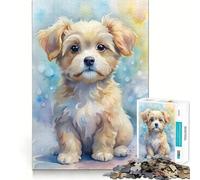 Puzzle de 1000 pièces représentant Un Chiot à l'aquarelle Technologie de découpe Laser avancée Jeu Amusant et divertissant à Assembler Jouet d'intérieur idéal pour Les fêtes (50x75cm)