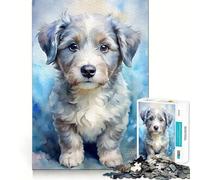 Puzzle de 1000 pièces représentant Un Chiot à l'aquarelle Technologie de découpe Laser avancée Jeu Amusant et divertissant à Assembler Jouet d'intérieur idéal pour Les fêtes (50x75cm)