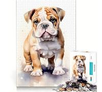 Puzzle de 1000 pièces représentant Un Chiot Bouledogue à l'aquarelle Activité ludique et stimulante pour renforcer Les Liens familiaux Emboîtement Parfait sans espaces (38x52cm)
