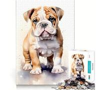 Puzzle de 1000 pièces représentant Un Chiot Bouledogue à l'aquarelle Découpe Laser pour Un Assemblage Parfait Activité de Partage et de Concentration idéale pour Les Proches (38x26cm)