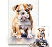 Puzzle de 1000 pièces représentant Un Chiot Bouledogue à l'aquarelle, idéal pour Adultes Un Passe-Temps intellectuel et paisible, aux découpes nettes, Un Cadeau Unique (50x75cm)