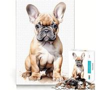 Puzzle de 1000 pièces représentant Un Chiot Bouledogue à l'aquarelle,idéal pour Les Adolescents Un Jeu de mémoire Amusant et Relaxant à Partager en intérieur (38x52cm)