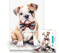 Puzzle de 1000 pièces représentant Un Chiot Bouledogue à l'aquarelle Jeu de développement cognitif Surface Lisse sans bavures Activité relaxante en Groupe à l'intérieur (38x52cm)
