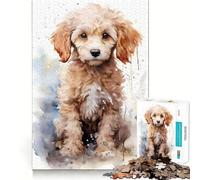 Puzzle de 1000 pièces représentant Un Chiot Caniche à l'aquarelle, idéal pour Les Adolescents, pour stimuler la mémoire, Jouer à l'intérieur et Offrir en Cadeau (50x75cm)