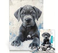 Puzzle de 1000 pièces représentant Un Chiot Dogue Allemand Bleu, Jouet éducatif, activité ludique et Anti-Stress, renforce Les Liens Amoureux 38x26cm