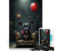 Puzzle de 1000 pièces représentant Un Chiot et Un Ballon Rouge, idéal pour Les Adultes Jeu de réflexion et de Concentration à Domicile Cadeau Parfait pour Les fêtes de Fin d'année (38x52cm)