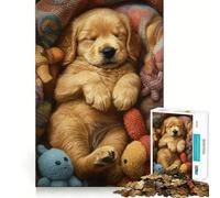 Puzzle de 1000 pièces représentant Un Chiot Golden Retriever endormi, idéal pour Les Adolescents Jeu de logique et de détente, Bords Fins, Cadeau Original 50x75cm
