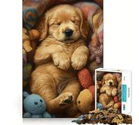 Puzzle de 1000 pièces représentant Un Chiot Golden Retriever endormi, pour Adultes Un Jouet Pure Logic apaisant et Amusant, aux découpes nettes, Un Cadeau Exceptionnel 38x26cm