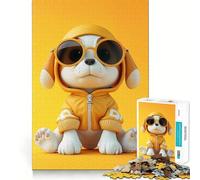 Puzzle de 1000 pièces représentant Un Chiot Portant des Lunettes de Soleil, idéal pour Les Adolescents Jeu de réflexion, détente et Bien-être Découpe de qualité Cadeau de Saison (38x26cm)