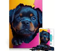 Puzzle de 1000 pièces représentant un chiot qui regarde à travers du papier, pour adolescents jouet cognitif, passe-temps calme, bordure de qualité supérieure, liste de souhaits du Père Noël (50x75cm)