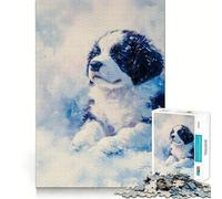Puzzle de 1000 pièces représentant Un Chiot Terre-Neuve dans la Neige, idéal pour Adultes Jeu intellectuel, Anti-Stress, découpe précise, Cadeau Parfait (38x52cm)