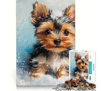 Puzzle de 1000 pièces représentant Un Chiot Yorkshire dans la Neige,idéal pour Les Adultes Jeu Stimulant l'esprit,découpe Laser pour Un Assemblage Parfait et Une activité Amusante en Famille 38x26cm