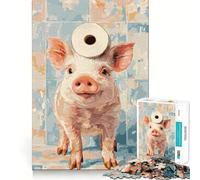 Puzzle de 1000 pièces représentant Un Cochon avec du Papier Toilette sur la tête idéal pour Les Adolescents et Leurs Jeux de réflexion Cadeau saisonnier idéal pour Un Moment de détente