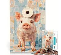 Puzzle de 1000 pièces représentant Un Cochon avec du Papier Toilette sur la tête, pour Adultes Jeu Intelligent et Amusant à Collectionner Bords Lisses (50x75cm)