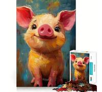 Puzzle de 1000 pièces représentant Un Cochon Souriant, idéal pour Les Adolescents Jeu de logique Simple et Amusant, découpe Parfaite, Cadeau d'anniversaire 38x52cm