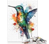 Puzzle de 1000 pièces représentant Un Colibri, pour Adultes, en Bois, avec Plateau en Bois, Jeu éducatif et décoration intérieure. Dimensions : 75 x 50 cm.