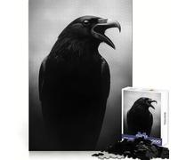 Puzzle de 1000 pièces représentant Un Corbeau Noir, idéal pour Adultes Un défi Mental Stimulant et Relaxant, Un Cadeau Festif et sans Couture (38x26cm)