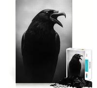Puzzle de 1000 pièces représentant Un Corbeau Noir,pièces Parfaitement ajustées,Jouet créatif et Amusant,Moments de détente et de Plaisir,Cadeau de décoration d'anniversaire (38x52cm)