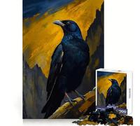 Puzzle de 1000 pièces représentant Un Corbeau perché sur Un Fond de Montagne (38x26cm) pour Adultes Stimule la mémoire, ludique et décontracté Un Cadeau Classique aux Bords Nets
