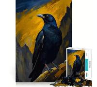 Puzzle de 1000 pièces représentant Un Corbeau perché sur Un Fond de Montagne (38x26cm) pour Adultes Stimule la mémoire, ludique et décontracté Un Cadeau Classique aux Bords Nets