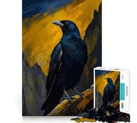 Puzzle de 1000 pièces représentant Un Corbeau perché sur Un Fond de Montagne, idéal pour Adultes Un Jeu de réflexion apaisant et Un Joli Cadeau (50x75cm)
