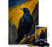 Puzzle de 1000 pièces représentant Un Corbeau perché sur Un Fond de Montagne, idéal pour Adultes Un Jeu de réflexion apaisant et Un Joli Cadeau (50x75cm)