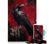 Puzzle de 1000 pièces représentant Un Corbeau sur Un Poteau, idéal pour Adultes Stimule la mémoire, s'amuse Assembler Une Image et collectionne Les œuvres d'art (38x26cm)