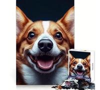 Puzzle de 1000 pièces représentant Un Corgi Souriant, idéal pour Adultes Jeu de réflexion et de détente Décoration Murale aux Lignes épurées 38x26cm