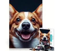 Puzzle de 1000 pièces représentant Un Corgi Souriant, idéal pour Adultes Jeu de réflexion et de détente Décoration Murale aux Lignes épurées 38x26cm