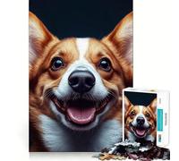 Puzzle de 1000 pièces représentant Un Corgi Souriant pour Adultes Jeu de logique raffiné Loisirs Doux Finitions soignées Joli Cadeau 50x75cm