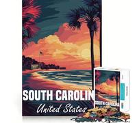 Puzzle de 1000 pièces représentant Un Coucher de Soleil en Caroline du Sud, idéal pour Adultes Un Puzzle Amusant Assembler et Collectionner (50x75cm) Développez Votre mémoire Ensemble !
