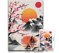 Puzzle de 1000 pièces représentant Un Coucher de Soleil Japonais pour Adultes:Une activité ludique et Cognitive idéale pour Un Cadeau Qui fera Plaisir à Coup sûr Dimensions:50x75cm