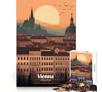 Puzzle de 1000 pièces représentant Un Coucher de Soleil sur la Ville de Vienne, idéal pour Les Adolescents Améliore la mémoire, Distraction Douce, découpe Laser, Cadeau attentionné (38x26cm)