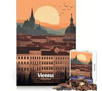Puzzle de 1000 pièces représentant un coucher de soleil sur la ville de Vienne pour les adolescents pour se remémorer les bons moments passés ensemble un cadeau saisonnier solide et facile à assembler