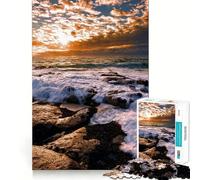 Puzzle de 1000 pièces représentant Un Coucher de Soleil sur l'océan, idéal pour Adultes Un Puzzle Relaxant et apaisant, Parfait comme Cadeau de Noël (38x52cm)