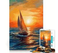 Puzzle de 1000 pièces représentant Un Coucher de Soleil sur Un voilier, idéal pour Adultes, pour améliorer sa mémoire et soulager Son anxiété Un Cadeau Artistique à Assembler (38x52cm)